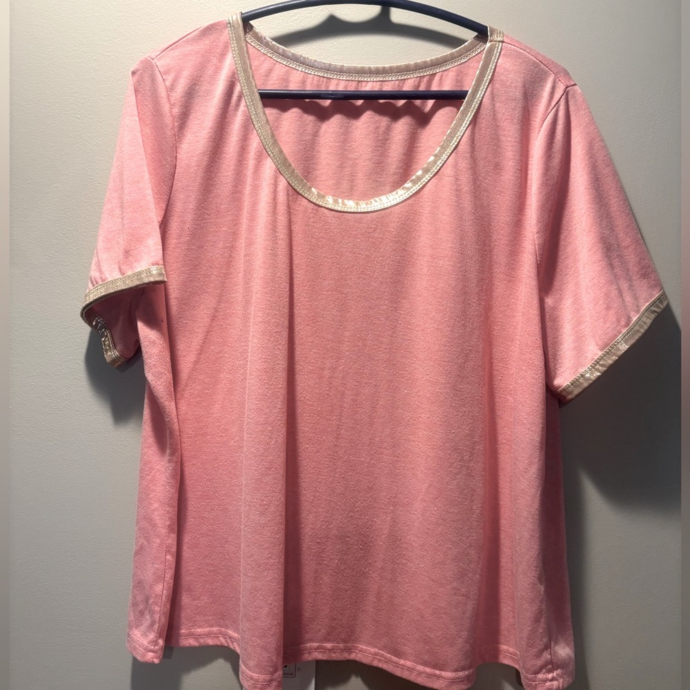 SHEIN Pink Tee with Gold Accents